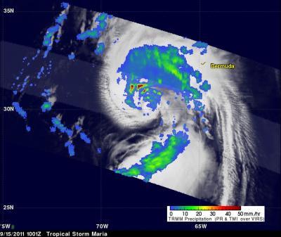 NASA's TRMM satellite reveals heaviest rainfall in Maria's northwestern ...